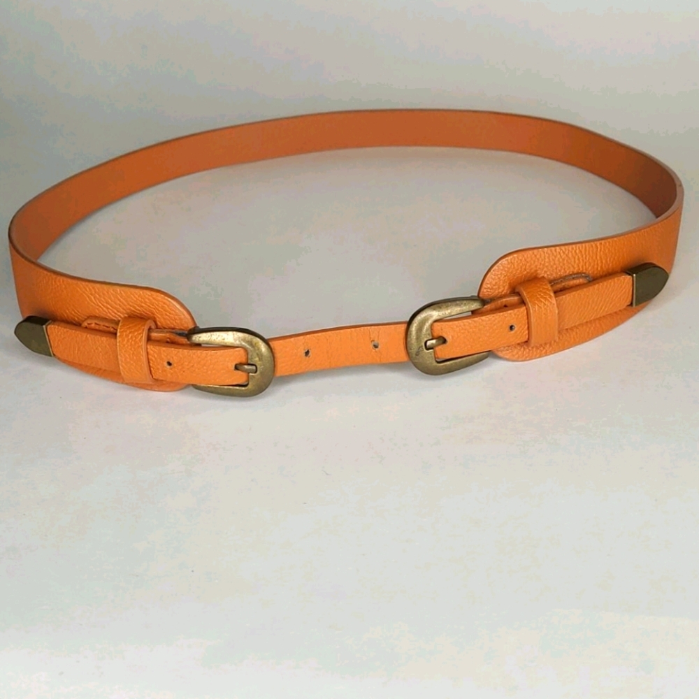 Double Buckle Faux Leather Belt
